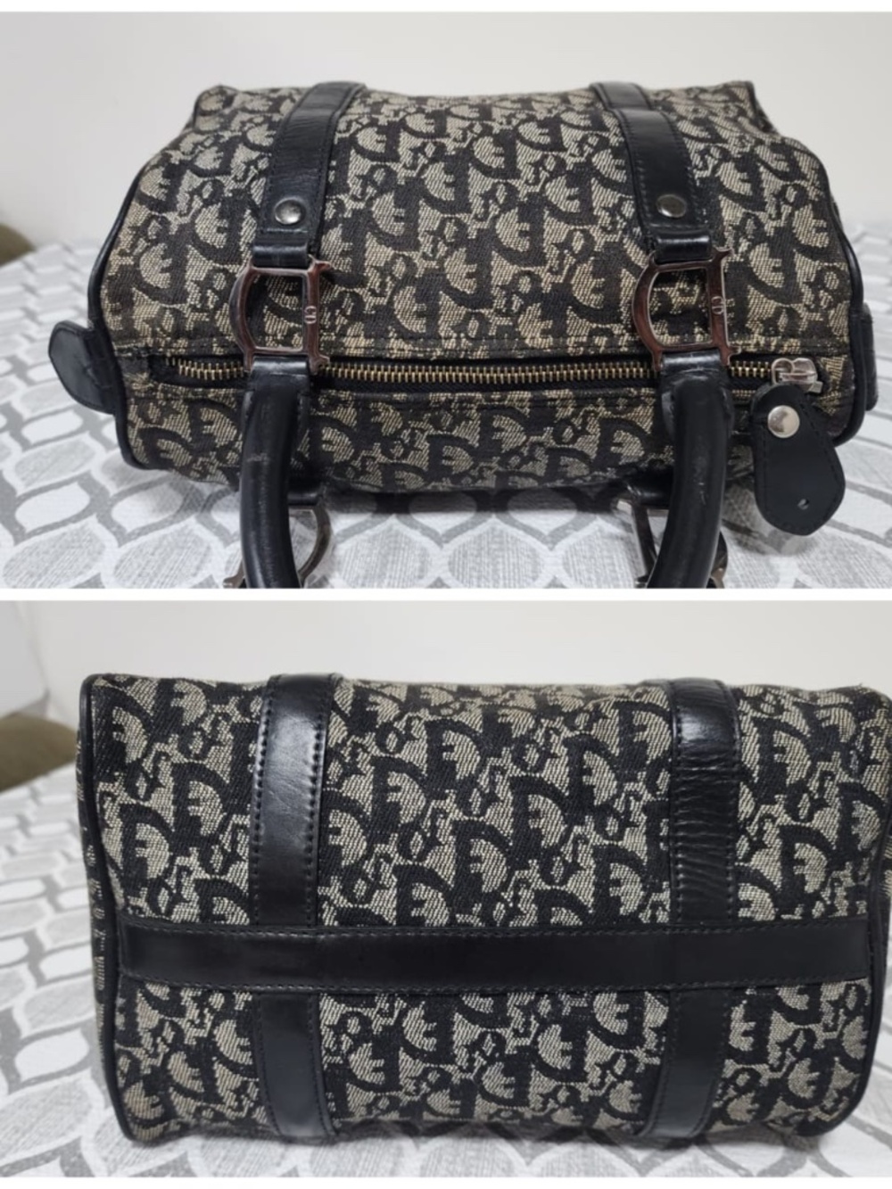 Authentic CHRISTIAN DIOR Vintage Dior Logo Canvas Small Boston Bag Black - Picture 5 of 11